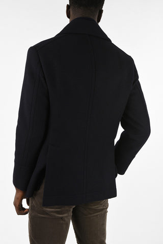 Virgin Wool Double Breasted Coat With Two Back Vents