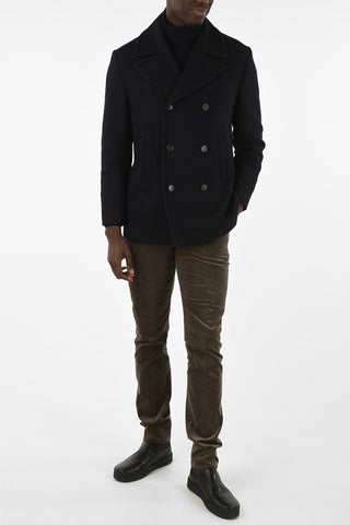 Virgin Wool Double Breasted Coat With Two Back Vents