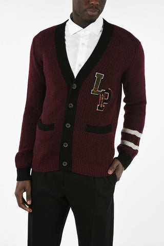embroidered cable knit cardigan
