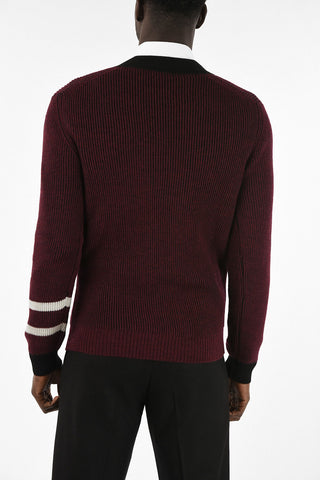 embroidered cable knit cardigan