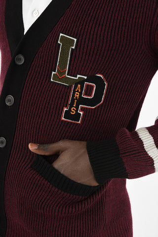 embroidered cable knit cardigan