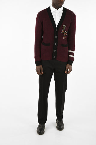 embroidered cable knit cardigan