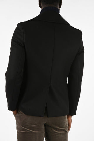 Wool Double-Breasted Coat with golden buttons