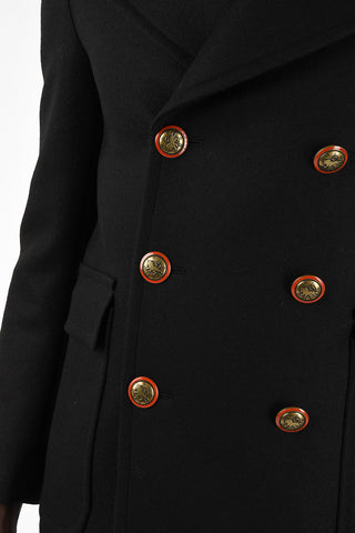 Wool Double-Breasted Coat with golden buttons