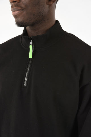 half zip mock-neck sweatshirt