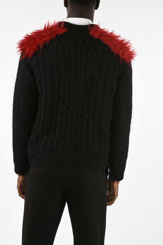 Faux Fur Insert cable knit