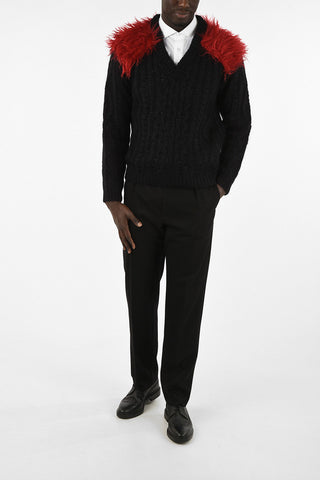 Faux Fur Insert cable knit