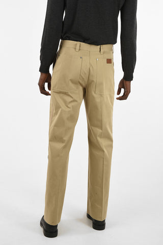 Cotton Straight Fit Pants with Jetted Pockets 
