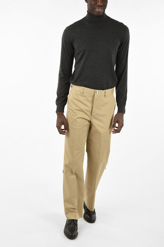 Cotton Straight Fit Pants with Jetted Pockets 