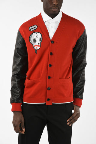 Leather Sleeve cardigan