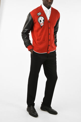 Leather Sleeve cardigan