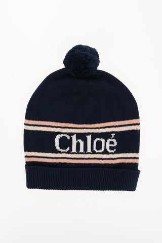 Embroidered Beanie with Pom Pon