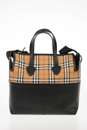 Leather Check Mummy Bag with changing table