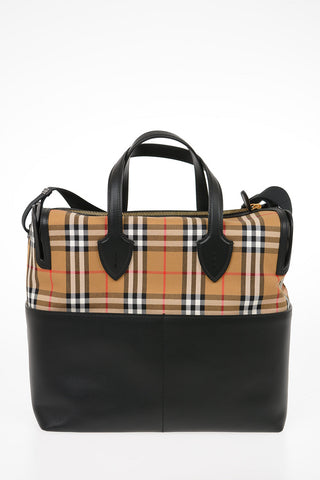Leather Check Mummy Bag with changing table