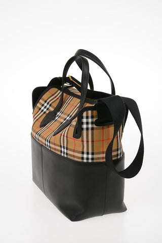 Leather Check Mummy Bag with changing table