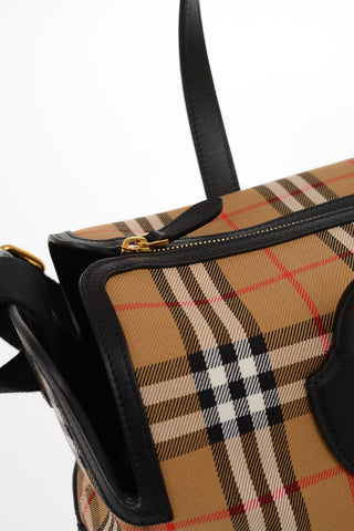 Leather Check Mummy Bag with changing table