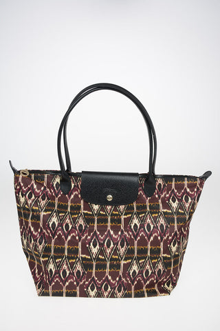 Printed Fabric LE PLIAGE Tote Bag with Leather Trimmings