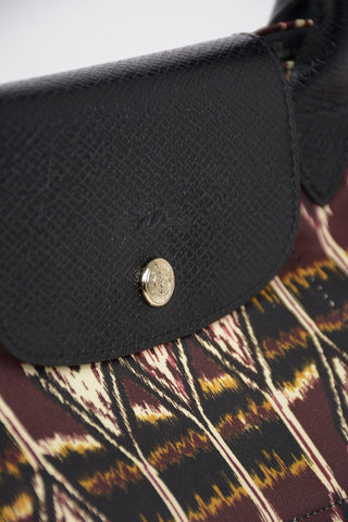 Printed Fabric LE PLIAGE Tote Bag with Leather Trimmings