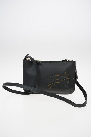 Leather Crossbody Bag with Double Compartment