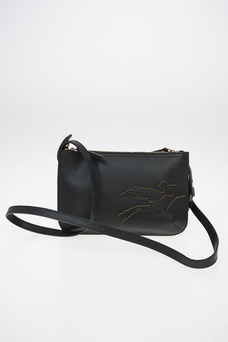 Leather Crossbody Bag with Double Compartment