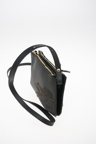 Leather Crossbody Bag with Double Compartment