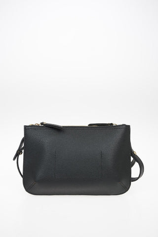 Leather Crossbody Bag with Double Compartment