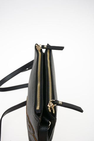 Leather Crossbody Bag with Double Compartment