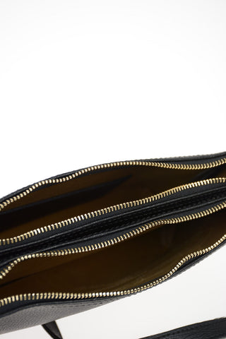 Leather Crossbody Bag with Double Compartment