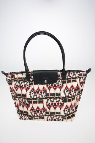 Printed Fabric LE PLIAGE Tote Bag with Leather Trimmings