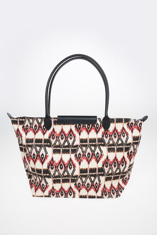 Printed Fabric LE PLIAGE Tote Bag with Leather Trimmings