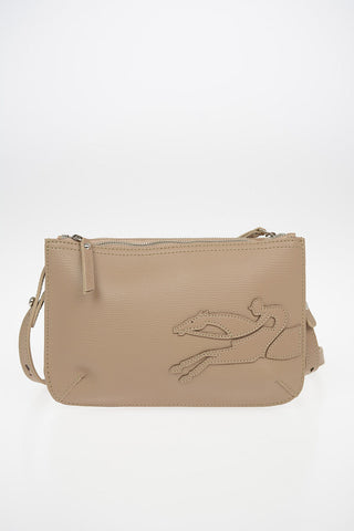 Leather Crossbody Bag with Double Compartment
