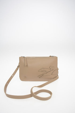 Leather Crossbody Bag with Double Compartment