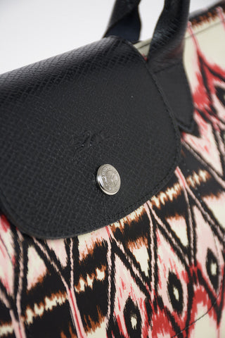 Printed Fabric LE PLIAGE Tote Bag with Leather Trimmings