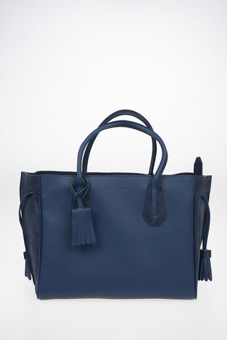 Leather Tote Bag With Suede Details