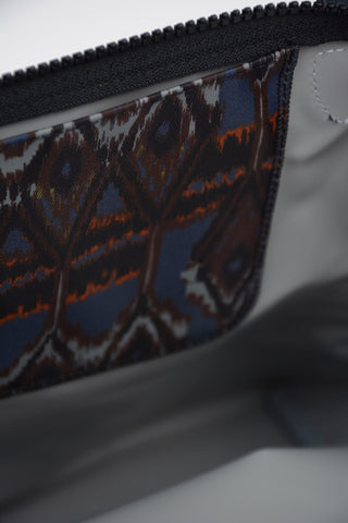 Printed Fabric Tote Bag With Leather Trimmings