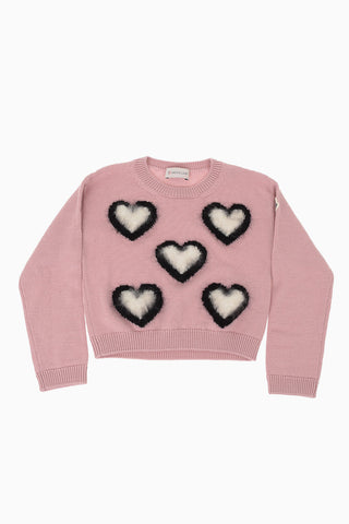 Virgin Wool Heart Embroidered Sweater