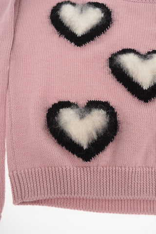 Virgin Wool Heart Embroidered Sweater