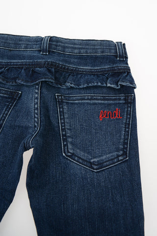 Stretch Denim Frilled Jeans