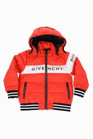 Hooded Logo Printed Down Jacket