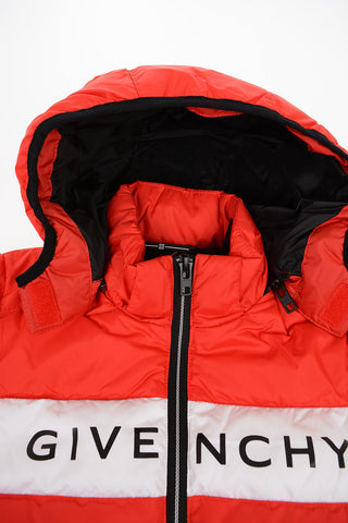 Hooded Logo Printed Down Jacket