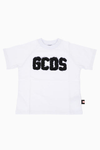 T-shirt with Faux Fur Logo Embroidery
