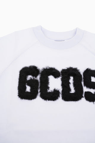 T-shirt with Faux Fur Logo Embroidery