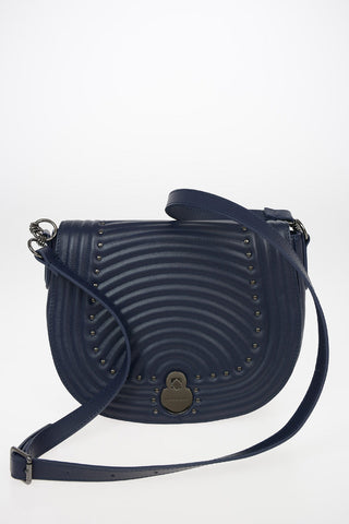 Studded Leather Saddle Bag with Adjustable Shoulder Strap