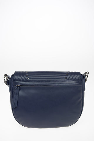 Studded Leather Saddle Bag with Adjustable Shoulder Strap