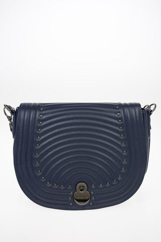 Studded Leather Saddle Bag with Adjustable Shoulder Strap