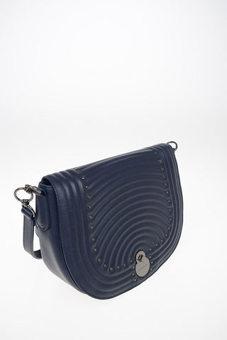 Studded Leather Saddle Bag with Adjustable Shoulder Strap