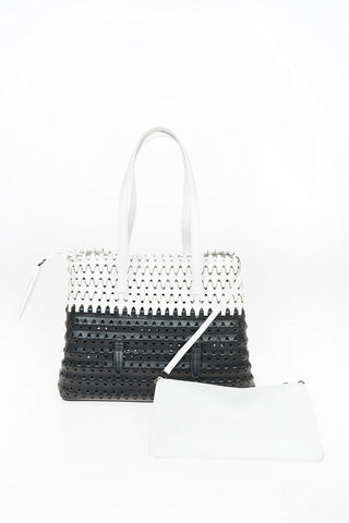 Braided Leather Double Handle Bag