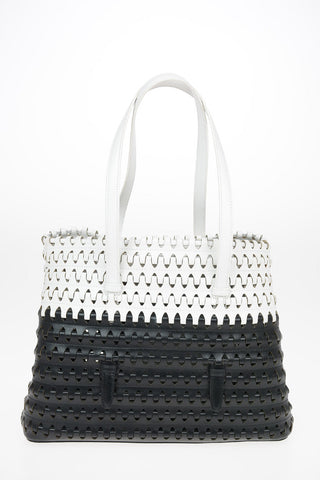 Braided Leather Double Handle Bag