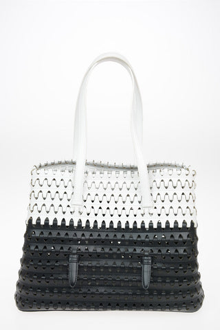 Braided Leather Double Handle Bag