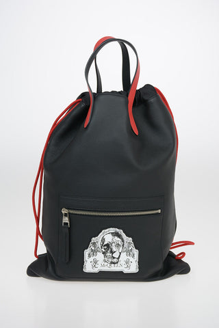 Leather Drawstring SKULL Backpack 